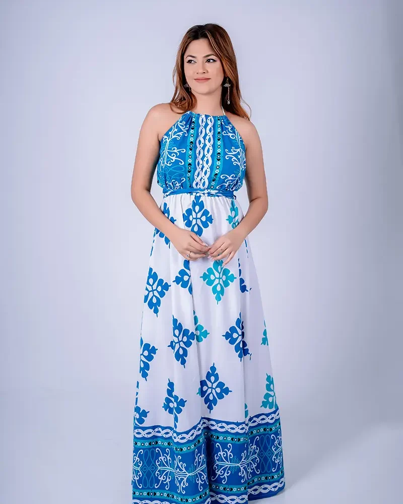 Halter-blue-flora-maxi