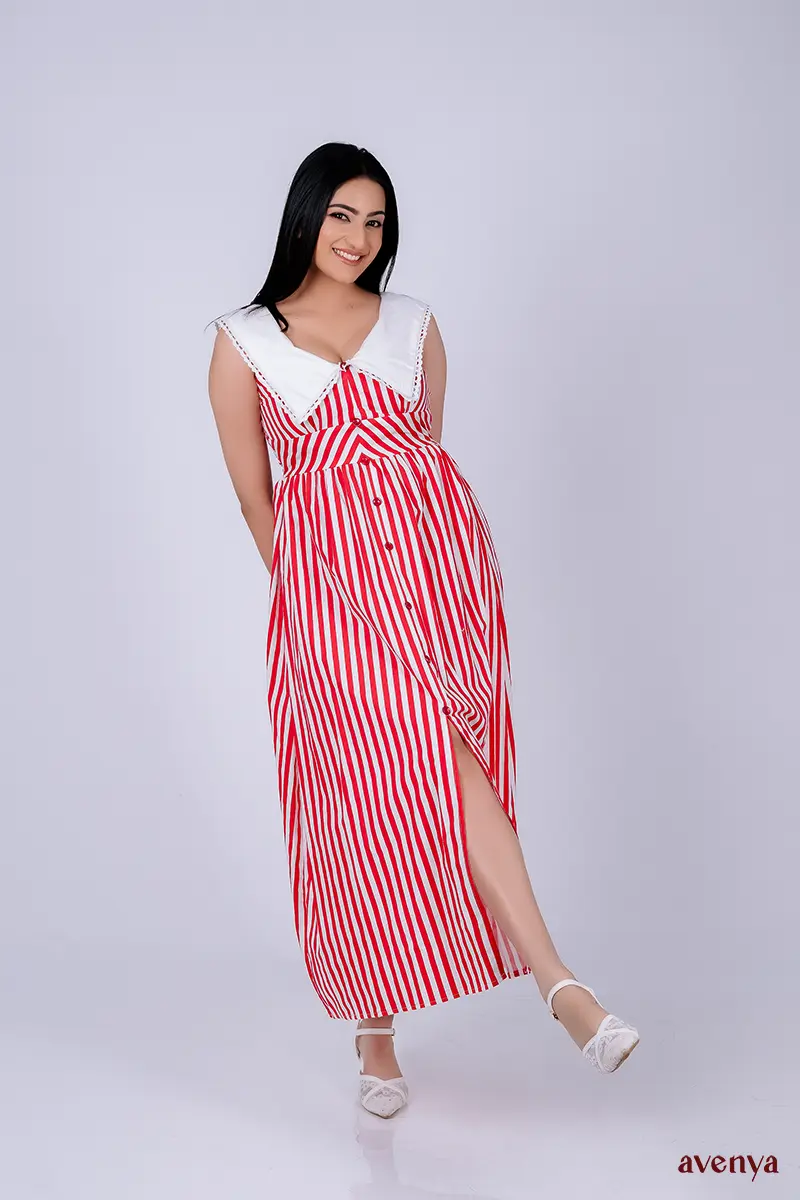 Striped-Sailor-Collar-Maxi