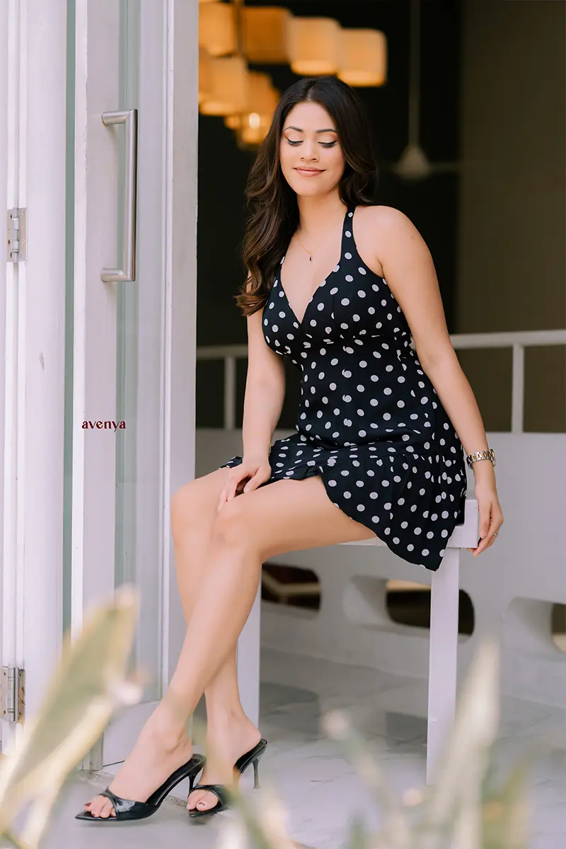 Classic-polka-short-flare-Black